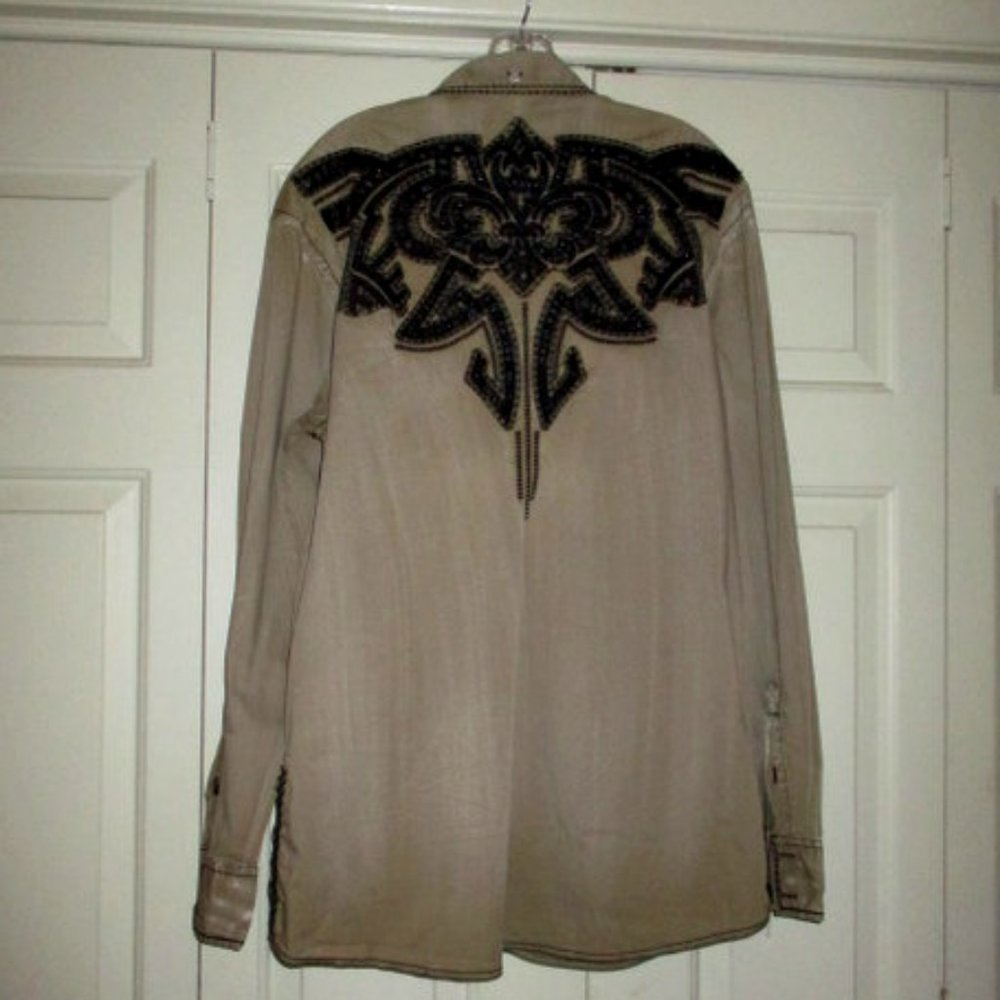 ROAR Beige Embellished L/S B/F Shirt Men XL